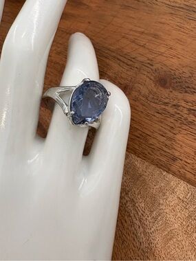 Gold Plated Ring with Lavender Gemstone Cocktail Ring - Size 8.75